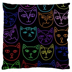 Retro Rainbow Cats  Large Cushion Case (two Sides)