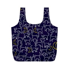 Cat And Moons For Halloween  Full Print Recycle Bags (m)  by BubbSnugg