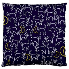 Cat And Moons For Halloween  Large Flano Cushion Case (two Sides) by BubbSnugg