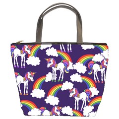 Retro Rainbows And Unicorns Bucket Bags