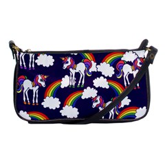 Retro Rainbows And Unicorns Shoulder Clutch Bags by BubbSnugg