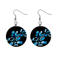 Blue Abstraction Mini Button Earrings