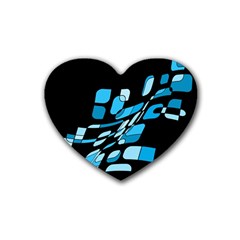 Blue Abstraction Rubber Coaster (heart) 