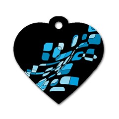 Blue Abstraction Dog Tag Heart (one Side)