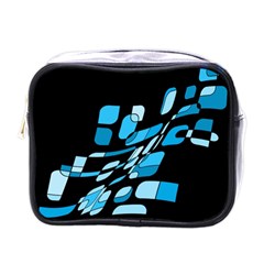 Blue Abstraction Mini Toiletries Bags by Valentinaart