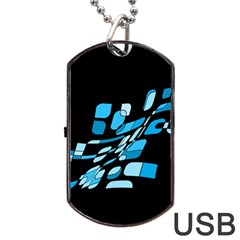 Blue Abstraction Dog Tag Usb Flash (one Side) by Valentinaart