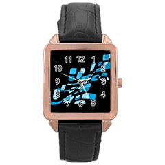 Blue Abstraction Rose Gold Leather Watch 