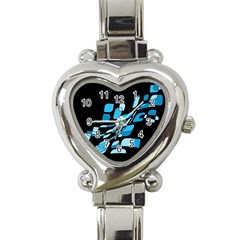 Blue Abstraction Heart Italian Charm Watch by Valentinaart