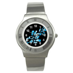 Blue Abstraction Stainless Steel Watch