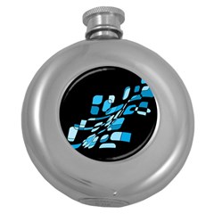 Blue Abstraction Round Hip Flask (5 Oz) by Valentinaart