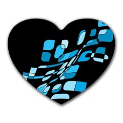 Blue Abstraction Heart Mousepads by Valentinaart