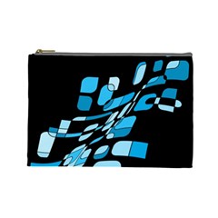 Blue Abstraction Cosmetic Bag (large)  by Valentinaart