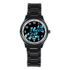 Blue Abstraction Stainless Steel Round Watch