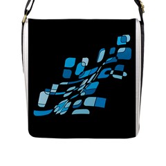 Blue Abstraction Flap Messenger Bag (l)  by Valentinaart