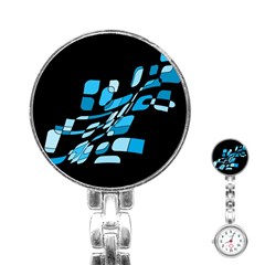 Blue Abstraction Stainless Steel Nurses Watch