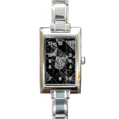 Dark Geometric Grunge Pattern Print Rectangle Italian Charm Watch by dflcprints