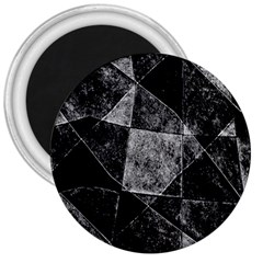 Dark Geometric Grunge Pattern Print 3  Magnets