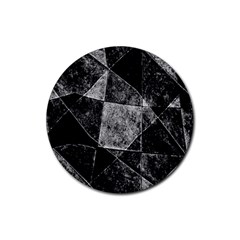 Dark Geometric Grunge Pattern Print Rubber Coaster (round)  by dflcprints