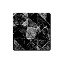 Dark Geometric Grunge Pattern Print Square Magnet