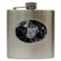 Dark Geometric Grunge Pattern Print Hip Flask (6 Oz)