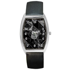 Dark Geometric Grunge Pattern Print Barrel Style Metal Watch