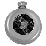 Dark Geometric Grunge Pattern Print Round Hip Flask (5 oz) Front