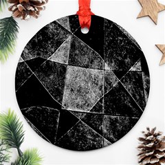 Dark Geometric Grunge Pattern Print Round Ornament (two Sides) 