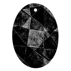 Dark Geometric Grunge Pattern Print Oval Ornament (two Sides)