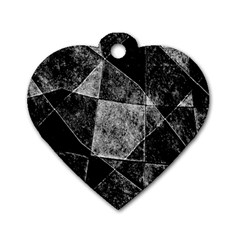 Dark Geometric Grunge Pattern Print Dog Tag Heart (one Side) by dflcprints