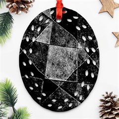 Dark Geometric Grunge Pattern Print Ornament (oval Filigree)  by dflcprints