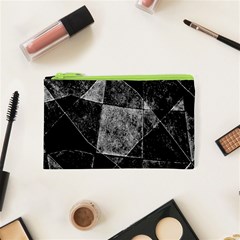 Dark Geometric Grunge Pattern Print Cosmetic Bag (xs)