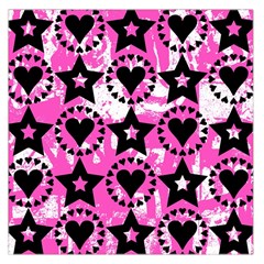 Star And Heart Pattern Large Satin Scarf (square)