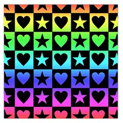 Rainbow Stars And Hearts Large Satin Scarf (square) by ArtistRoseanneJones