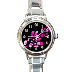 Purple Abstraction Round Italian Charm Watch