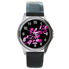 Purple Abstraction Round Metal Watch