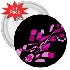 Purple Abstraction 3  Buttons (10 Pack) 