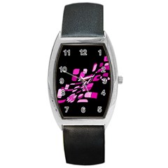 Purple Abstraction Barrel Style Metal Watch by Valentinaart