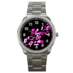 Purple Abstraction Sport Metal Watch