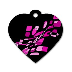 Purple Abstraction Dog Tag Heart (one Side)