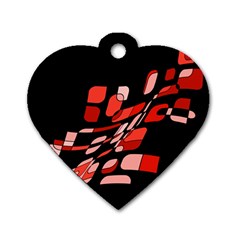 Orange Abstraction Dog Tag Heart (two Sides)