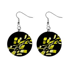 Yellow abstraction Mini Button Earrings