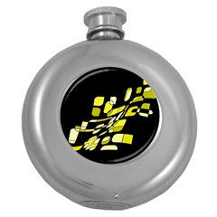 Yellow Abstraction Round Hip Flask (5 Oz) by Valentinaart