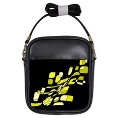 Yellow Abstraction Girls Sling Bags by Valentinaart