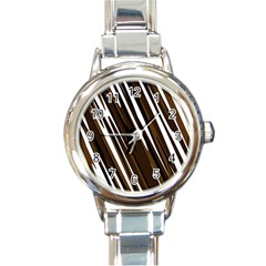 Black Brown And White Camo Streaks Round Italian Charm Watch