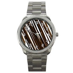 Black Brown And White Camo Streaks Sport Metal Watch