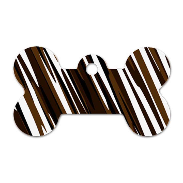 Black Brown And White Camo Streaks Dog Tag Bone (Two Sides)