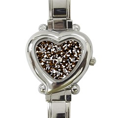 Black Brown And White Camo Streaks Heart Italian Charm Watch