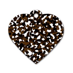 Black Brown And White Camo Streaks Dog Tag Heart (one Side) by TRENDYcouture