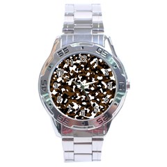 Black Brown And White Camo Streaks Stainless Steel Analogue Watch by TRENDYcouture