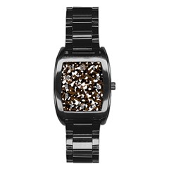 Black Brown And White Camo Streaks Stainless Steel Barrel Watch by TRENDYcouture